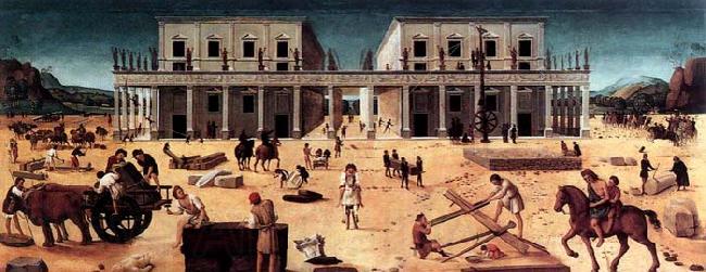 Piero di Cosimo The Building of a Palace Norge oil painting art
